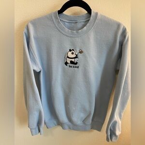 Blue Sweatshirt with Panda and Bee Design